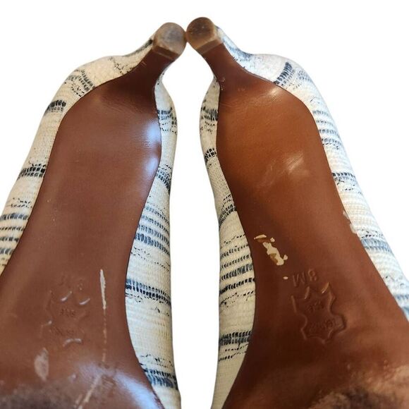 Tory Burch Heels Pumps 8 Leno Pump Nate Tweed Wheat Beige Boho - Picture 5 of 6